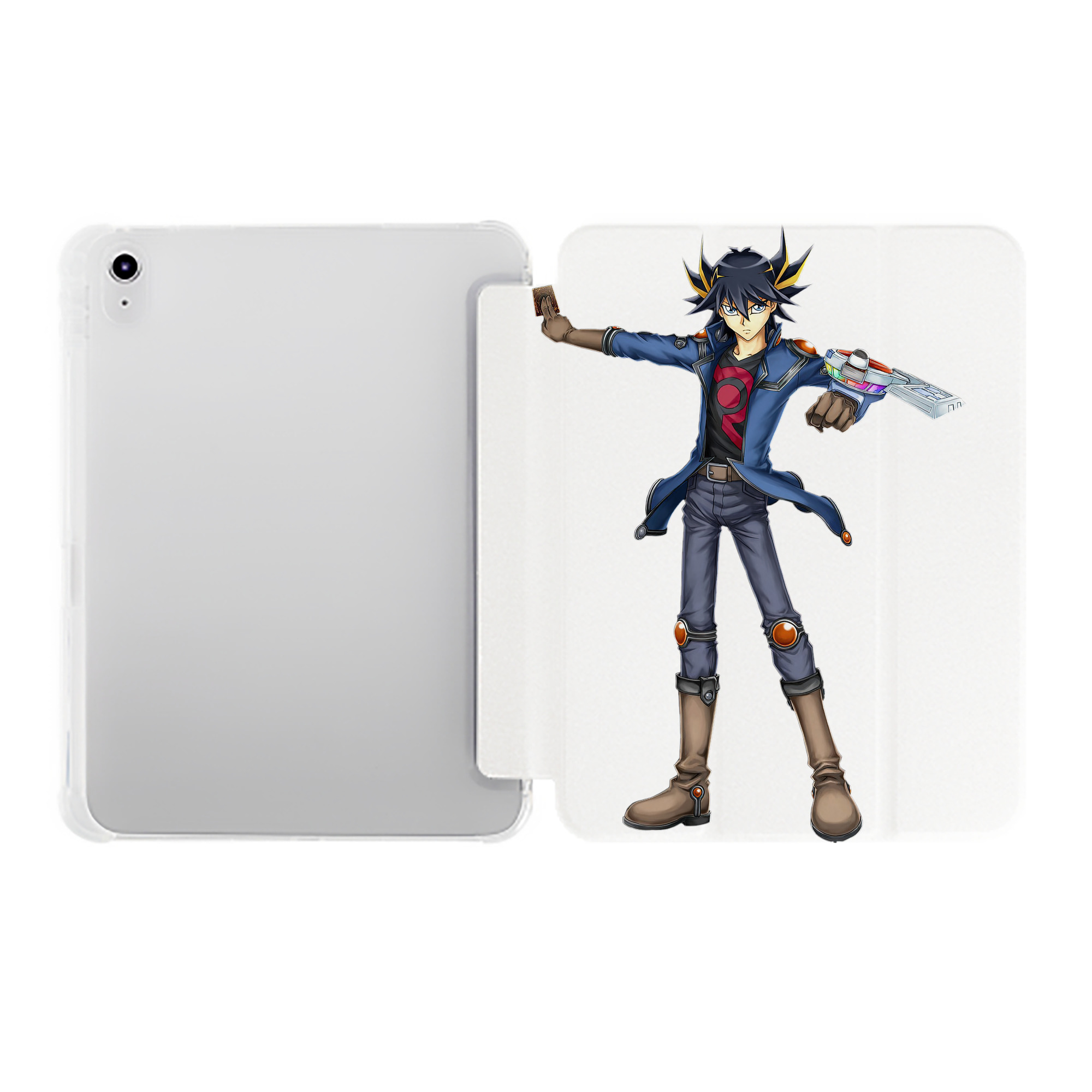 （画像用） 遊☆戯☆王 Yu-Gi-Oh! IPad ケース ペン収納付き 三つ折りスタンド PUレザー×シリコン 対応機種9.5/10.5/10.9インチ